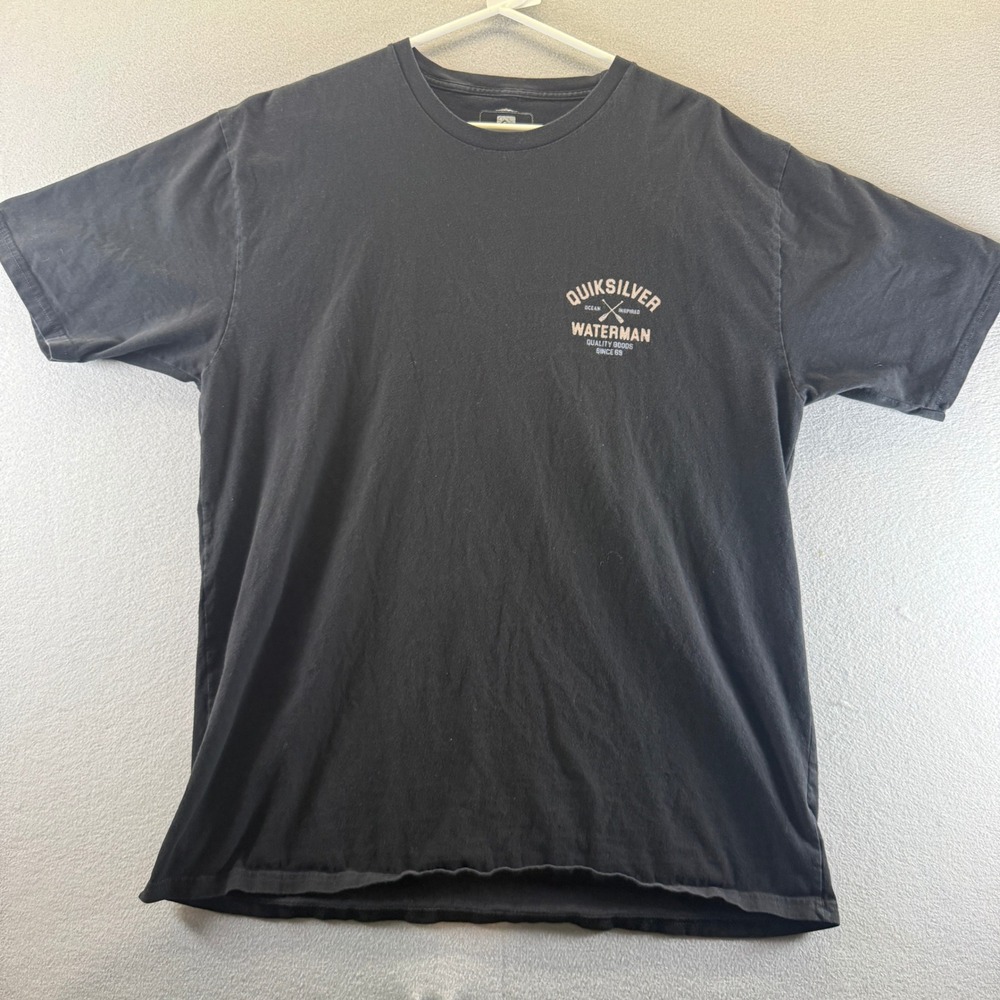 Quiksilver Waterman Collection‎ Mens Black Graphic T-Shirt XL Short Sleeve Tee